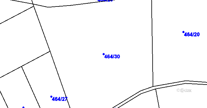 Parcela st. 464/30 v KÚ Újezd pod Troskami, Katastrální mapa