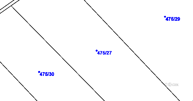 Parcela st. 475/27 v KÚ Újezd pod Troskami, Katastrální mapa