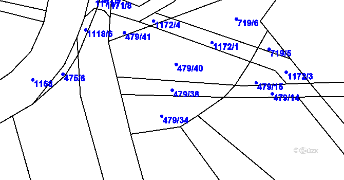 Parcela st. 479/38 v KÚ Újezd pod Troskami, Katastrální mapa