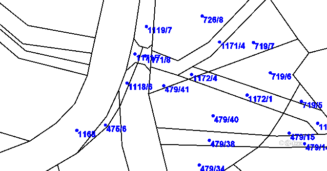 Parcela st. 479/41 v KÚ Újezd pod Troskami, Katastrální mapa