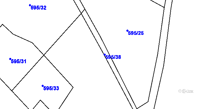 Parcela st. 595/38 v KÚ Újezd pod Troskami, Katastrální mapa
