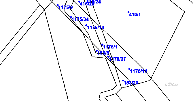 Parcela st. 153/6 v KÚ Újezd pod Troskami, Katastrální mapa