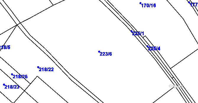 Parcela st. 223/6 v KÚ Újezd pod Troskami, Katastrální mapa