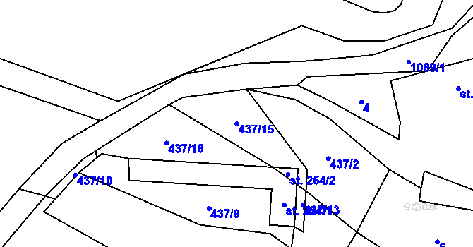 Parcela st. 437/15 v KÚ Újezd pod Troskami, Katastrální mapa