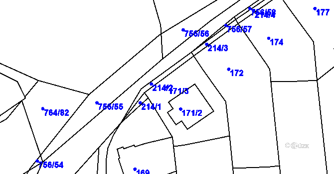 Parcela st. 171/3 v KÚ Újezd u Boskovic, Katastrální mapa