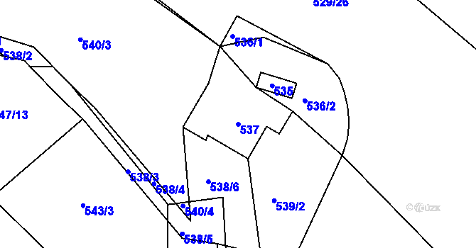 Parcela st. 537 v KÚ Újezd u Boskovic, Katastrální mapa