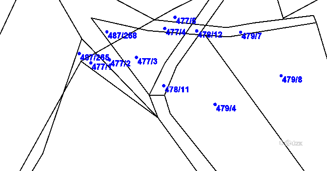 Parcela st. 478/11 v KÚ Újezd u Boskovic, Katastrální mapa