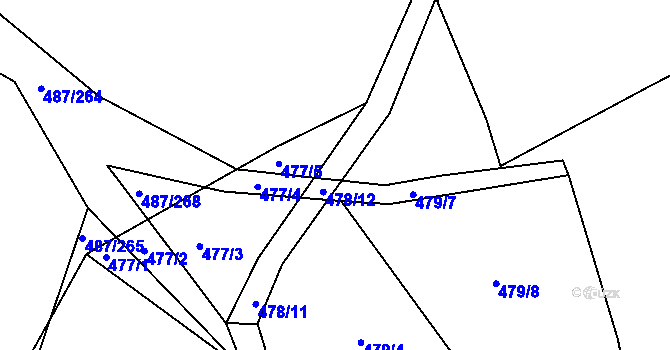 Parcela st. 478/13 v KÚ Újezd u Boskovic, Katastrální mapa