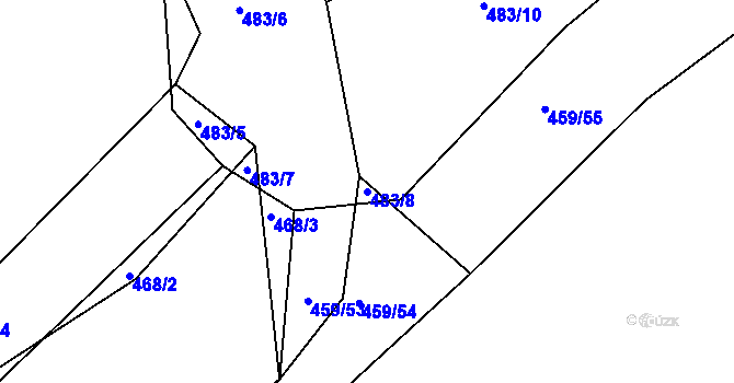 Parcela st. 483/8 v KÚ Újezd u Boskovic, Katastrální mapa