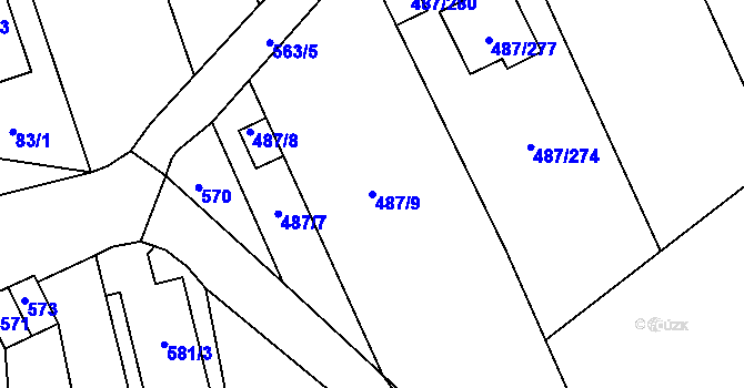 Parcela st. 487/9 v KÚ Újezd u Boskovic, Katastrální mapa