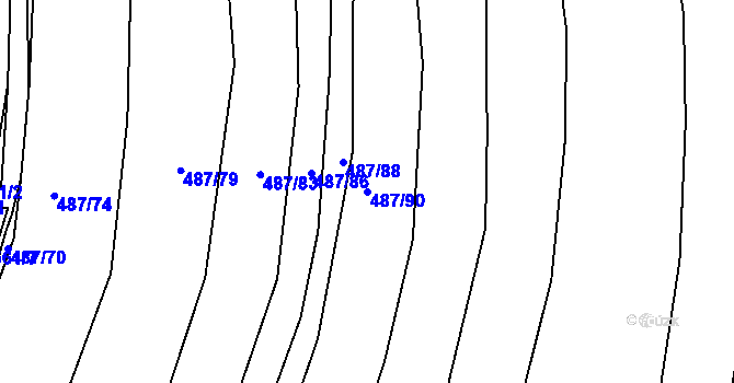 Parcela st. 487/90 v KÚ Újezd u Boskovic, Katastrální mapa