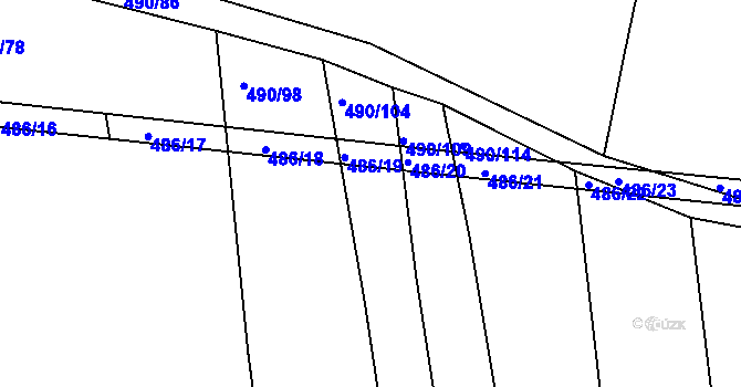 Parcela st. 487/187 v KÚ Újezd u Boskovic, Katastrální mapa