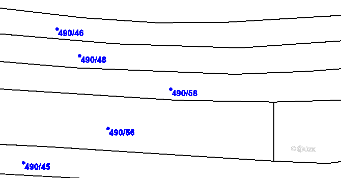 Parcela st. 490/58 v KÚ Újezd u Boskovic, Katastrální mapa