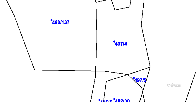 Parcela st. 495/6 v KÚ Újezd u Boskovic, Katastrální mapa