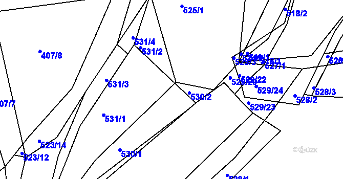 Parcela st. 530/5 v KÚ Újezd u Boskovic, Katastrální mapa