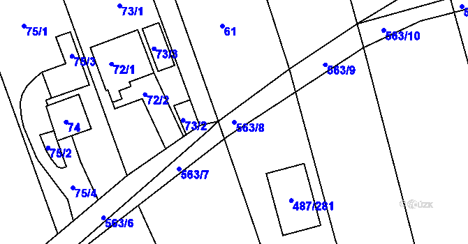 Parcela st. 563/8 v KÚ Újezd u Boskovic, Katastrální mapa