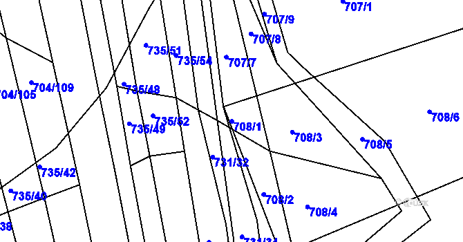 Parcela st. 708/1 v KÚ Újezd u Boskovic, Katastrální mapa