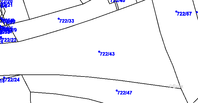 Parcela st. 722/43 v KÚ Újezd u Boskovic, Katastrální mapa