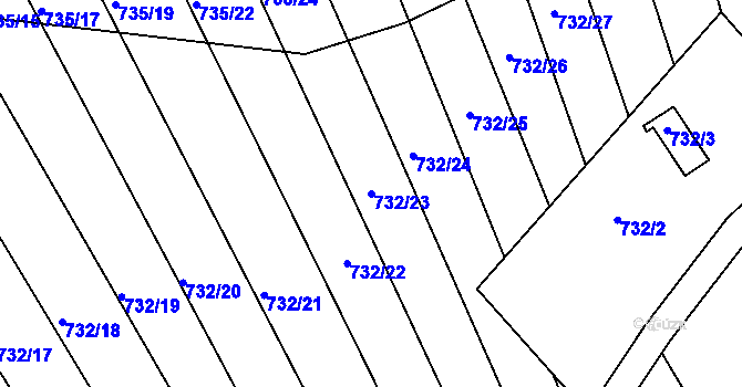 Parcela st. 732/23 v KÚ Újezd u Boskovic, Katastrální mapa