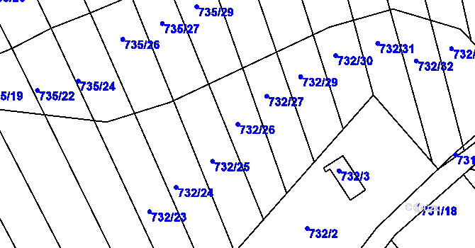Parcela st. 732/26 v KÚ Újezd u Boskovic, Katastrální mapa