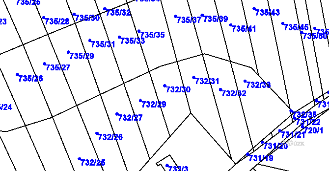 Parcela st. 732/30 v KÚ Újezd u Boskovic, Katastrální mapa