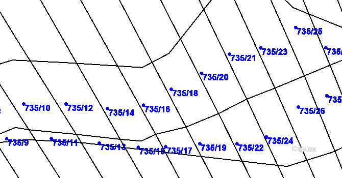 Parcela st. 735/18 v KÚ Újezd u Boskovic, Katastrální mapa