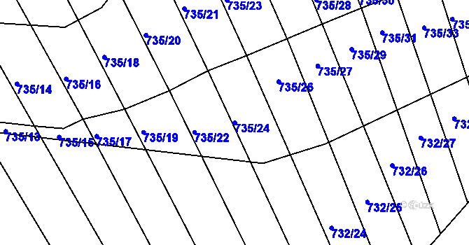 Parcela st. 735/24 v KÚ Újezd u Boskovic, Katastrální mapa