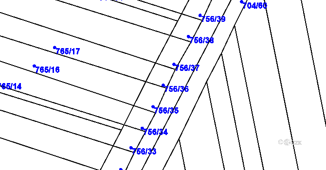Parcela st. 756/36 v KÚ Újezd u Boskovic, Katastrální mapa