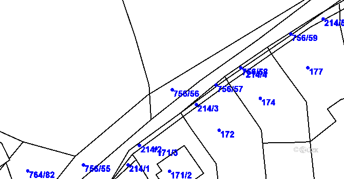 Parcela st. 756/56 v KÚ Újezd u Boskovic, Katastrální mapa