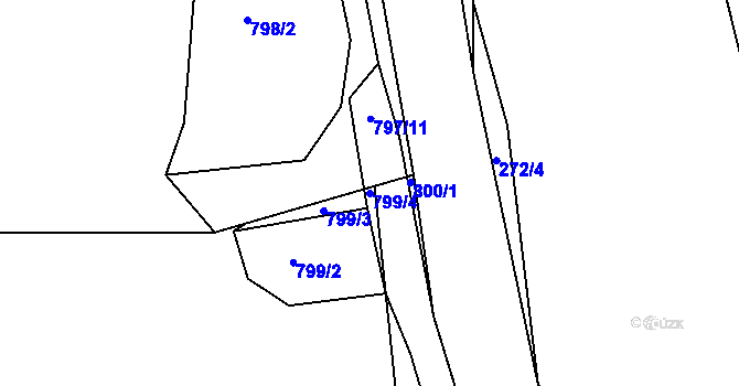 Parcela st. 799/4 v KÚ Újezd u Boskovic, Katastrální mapa