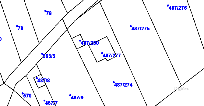 Parcela st. 487/277 v KÚ Újezd u Boskovic, Katastrální mapa