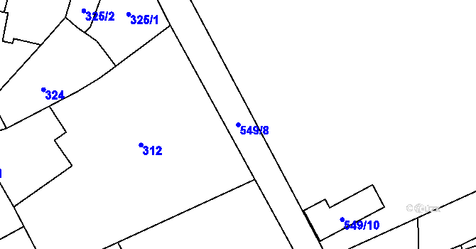Parcela st. 549/8 v KÚ Újezd u Boskovic, Katastrální mapa