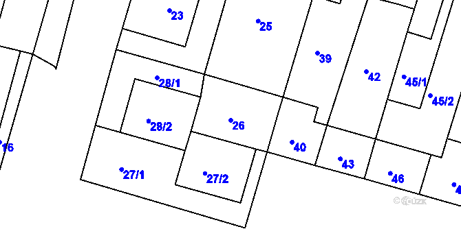 Parcela st. 26 v KÚ Újezd u Brna, Katastrální mapa