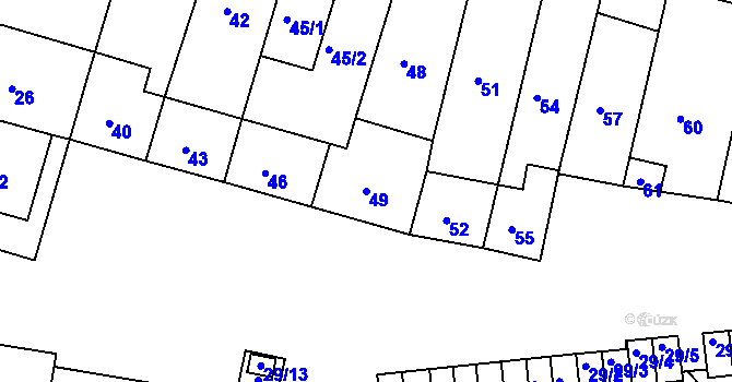 Parcela st. 49 v KÚ Újezd u Brna, Katastrální mapa