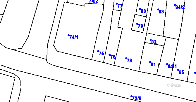 Parcela st. 75 v KÚ Újezd u Brna, Katastrální mapa