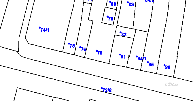 Parcela st. 78 v KÚ Újezd u Brna, Katastrální mapa