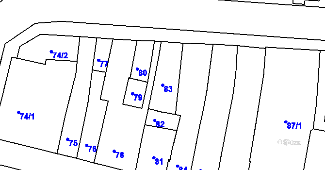 Parcela st. 83 v KÚ Újezd u Brna, Katastrální mapa