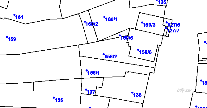 Parcela st. 158/2 v KÚ Újezd u Brna, Katastrální mapa