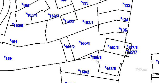 Parcela st. 160/1 v KÚ Újezd u Brna, Katastrální mapa