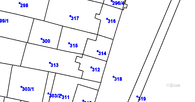 Parcela st. 314 v KÚ Újezd u Brna, Katastrální mapa