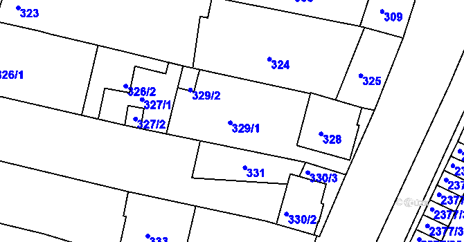 Parcela st. 329 v KÚ Újezd u Brna, Katastrální mapa