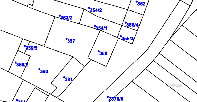 Parcela st. 358 v KÚ Újezd u Brna, Katastrální mapa