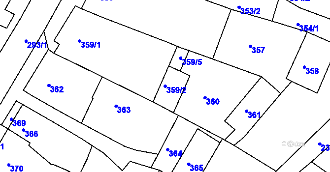 Parcela st. 359/2 v KÚ Újezd u Brna, Katastrální mapa