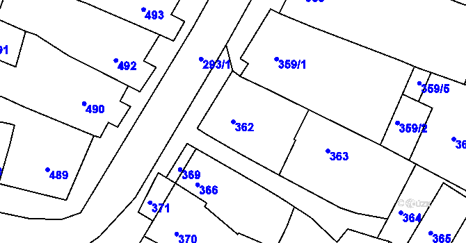 Parcela st. 362 v KÚ Újezd u Brna, Katastrální mapa