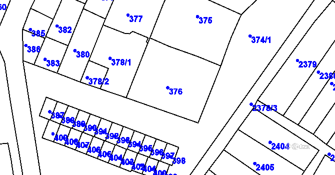 Parcela st. 376 v KÚ Újezd u Brna, Katastrální mapa