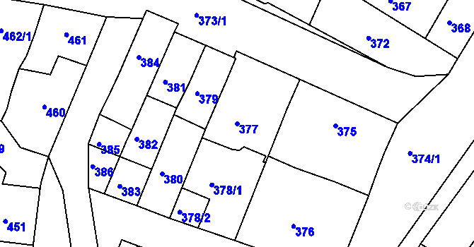 Parcela st. 377 v KÚ Újezd u Brna, Katastrální mapa