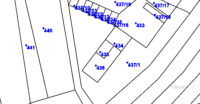 Parcela st. 435 v KÚ Újezd u Brna, Katastrální mapa
