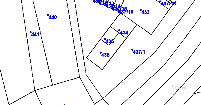 Parcela st. 436 v KÚ Újezd u Brna, Katastrální mapa