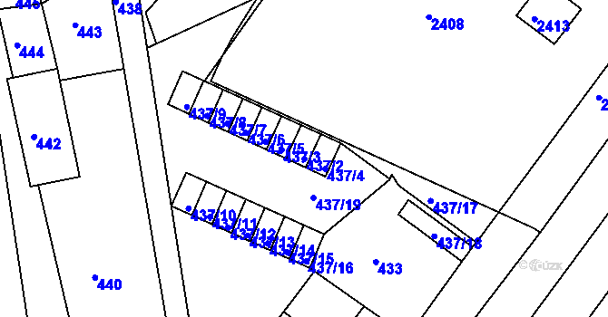 Parcela st. 437/2 v KÚ Újezd u Brna, Katastrální mapa