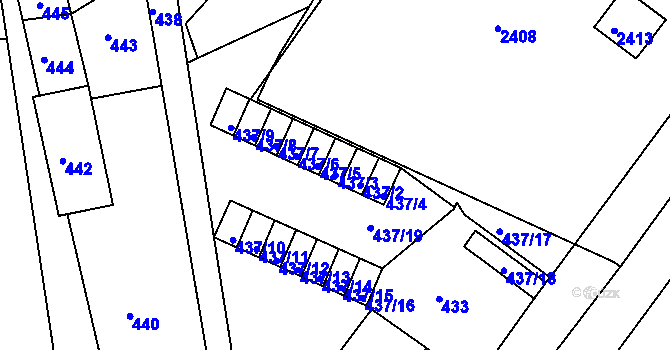 Parcela st. 437/3 v KÚ Újezd u Brna, Katastrální mapa